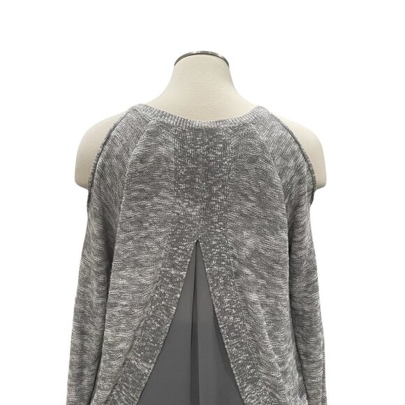 Torrid Cold Shoulder Sweater Plus Size 2 Layered Chiffon Hem Lightweight Knit - Picture 4 of 9